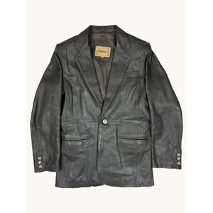J. Riggins Vintage Mens Leather Blazer Jacket Gray Single Breasted Size 42
